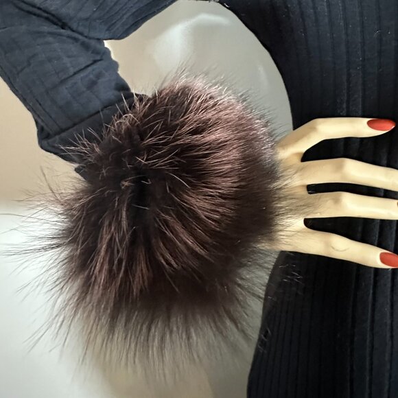 Purple & Black Fox Fur Cuffs - Picture 3 of 3